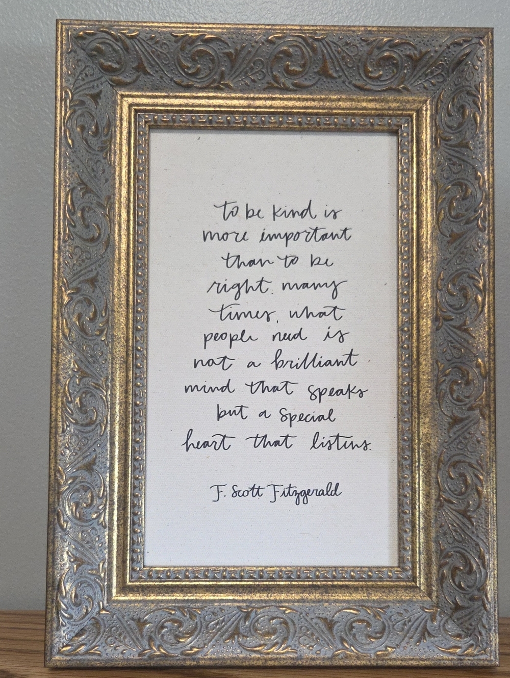 Gold Ornate Framed Wall Quote - Inspirational Home Decor